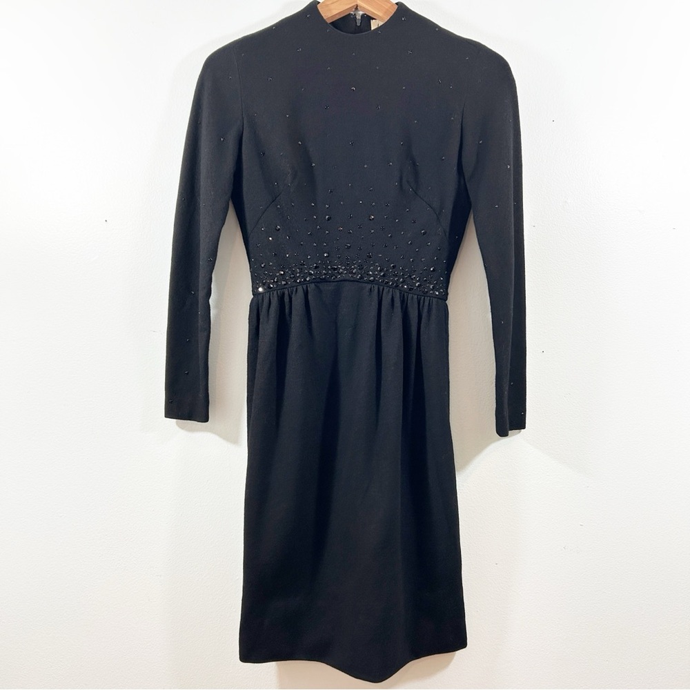 VTG 1960’s Anne Fogarty Black Rhinestones Sparkle Evening Designer Dress